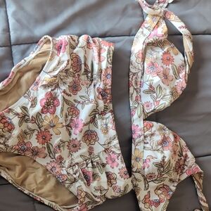 Old Navy Floral Bikini with Pink and Tan Accents
